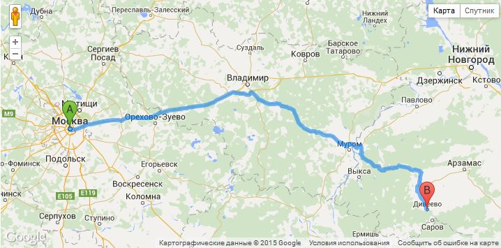 Муром Дивеево расстояние на карте: сколько км от от Мурома до Дивеево,маршрут на машине